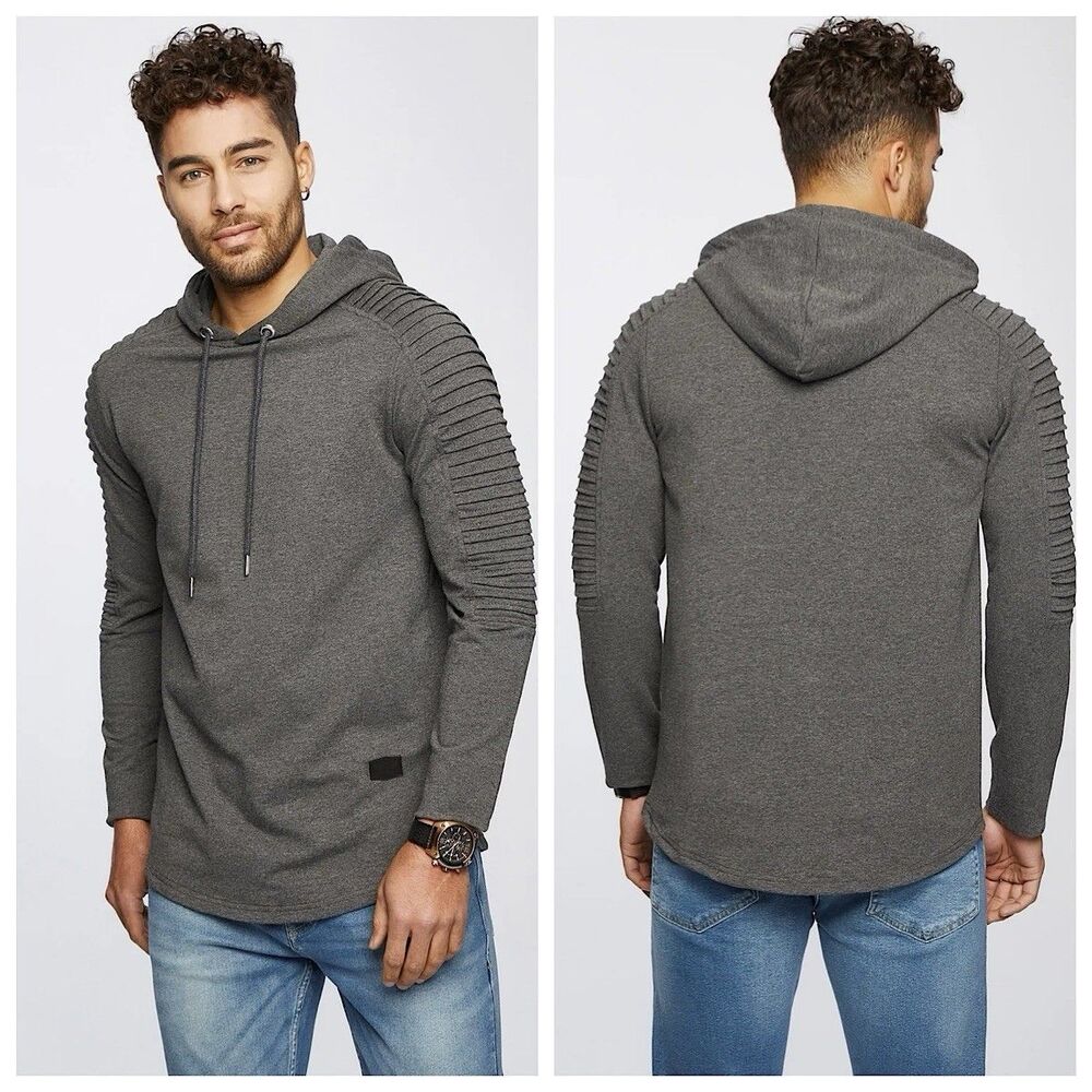 Leif Nelson Slim Fit Pullover Hooded‎ Sweatshirt Mens Sz XL Charcoal Gray
